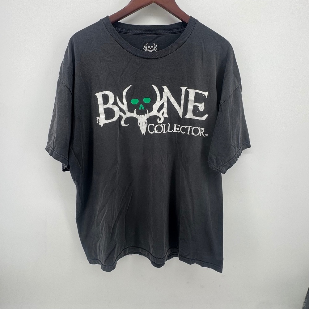Bone Collector Mens XXL T-Shirt Faded Black Graphic Deer Skull Hunting Tee 0329